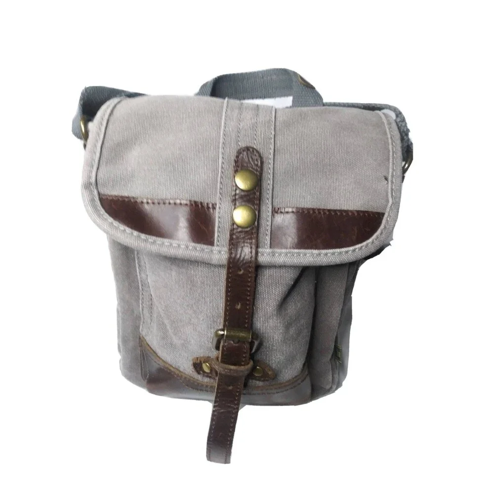 TSD Brand Valley Trail Crossbody Bag Grey Retail $132